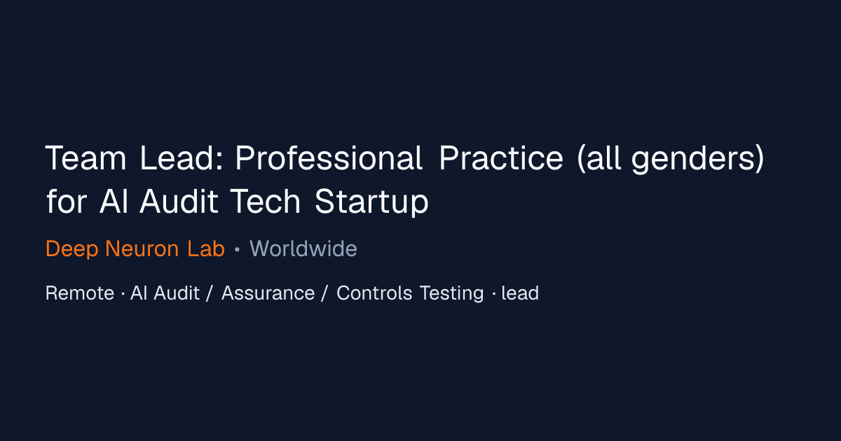 Team Lead: Professional Practice (all genders) for AI Audit Tech ...