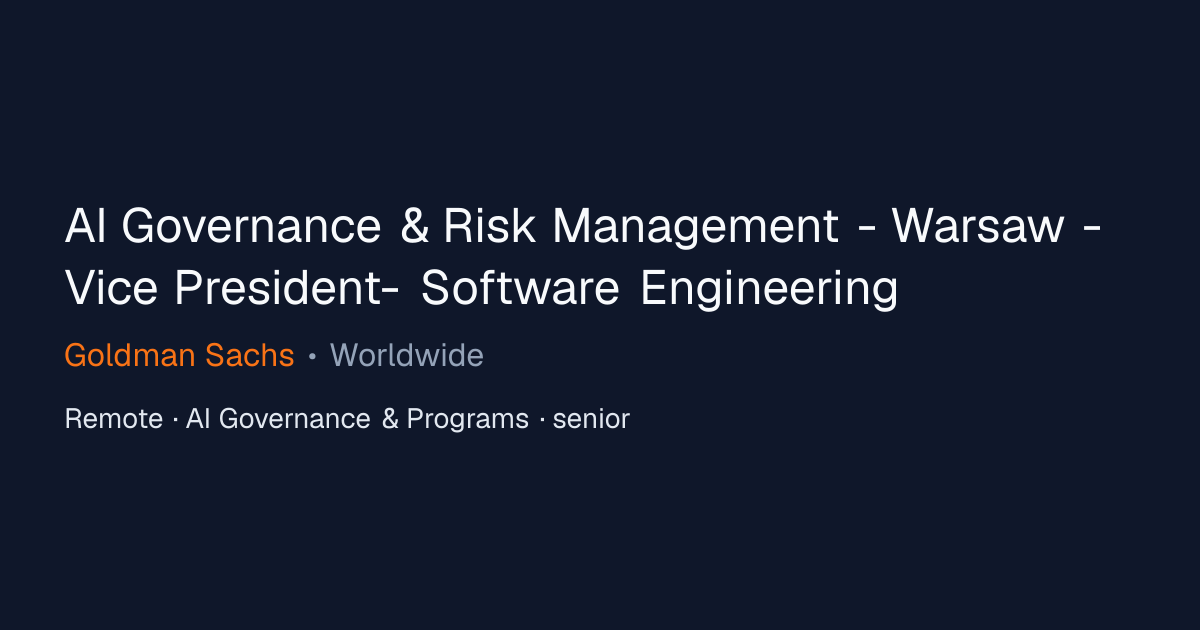 AI Governance & Risk Management - Warsaw - Vice President- Software ...